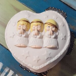 Heart-Shaped Angel Figurine Trinket Box